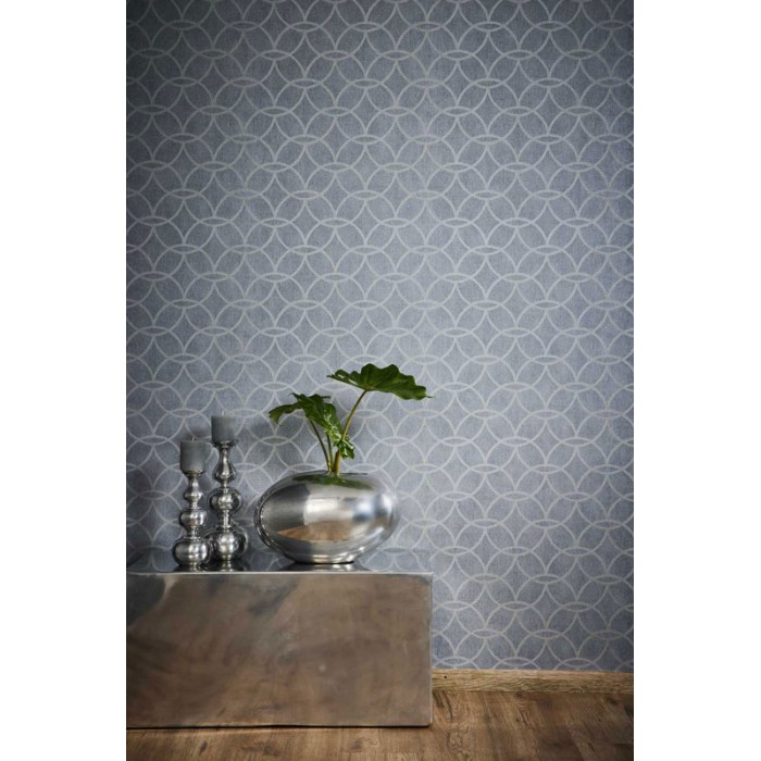 Papeldecor|Tapete leuchtende blaue graue Kreise|Tapeten