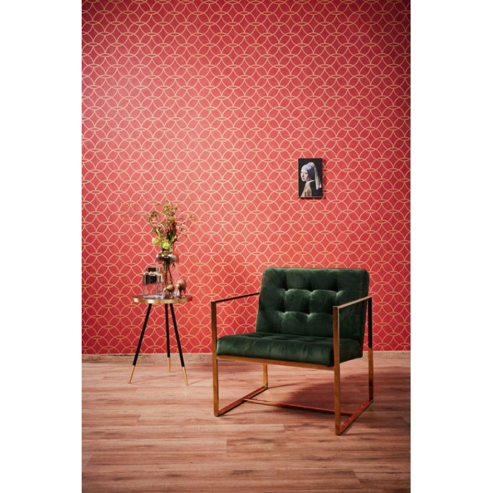 Papeldecor|Papel Pintado geométrico rojo dorado|Papel Pintado