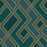 Grandeco|Papier peint géométrique vert lignes dorées|Papier Peint
