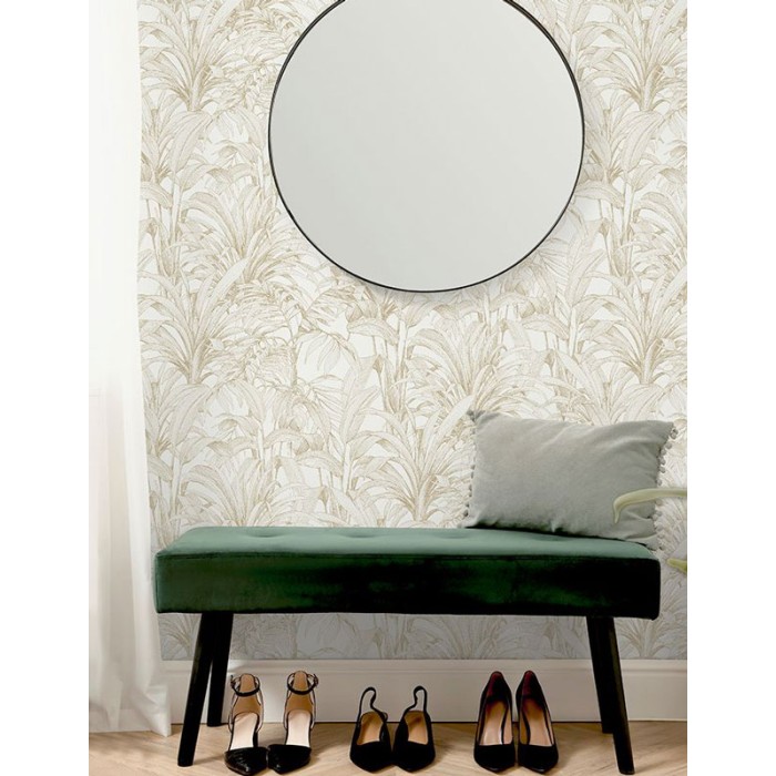 Grandeco|Papel pintado botánico plantas y hojas tonos sepia|Asperia