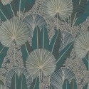 Grandeco|Florale Tapete tropisch grün glänzend|Tapeten
