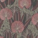 Grandeco|Papier peint floral prune métallisé|Papier Peint