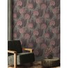 Grandeco|Papier peint floral prune métallisé|Papier Peint