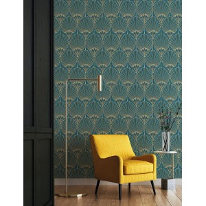 Grandeco|Tapete Palmen Gatsby Stil grau und gold|Tapeten 2