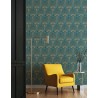Grandeco|Wallpaper palms art deco teal and gold|Wallpaper