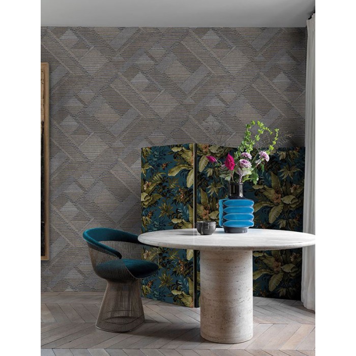 Grandeco|Papier peint géométrique moderne gris bleuté|Papier Peint