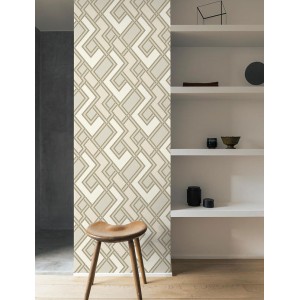 Casadeco|3D geometric black wallpaper with an elegant golden touch|Geometric 2
