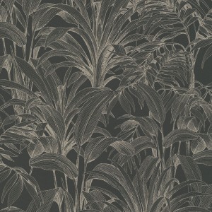Papeldecor|Tropical Palm Leaves Beige and Black Wallpaper|Floral