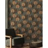 Papeldecor|Moderne Blumentapete in Grün und Terrakotta mit Metalleffekt|Tapeten