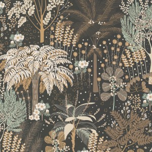 Eijffinger|Romantische Tapete mit Blumensilhouetten in Grün Gold|Modern