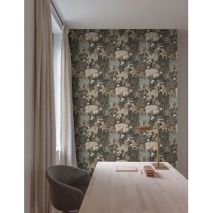 Eijffinger|Romantische Tapete mit Blumensilhouetten in Grün Gold|Modern 2