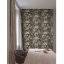 Papeldecor|Wallpaper tropical landscape black and gold metallic|Wallpaper