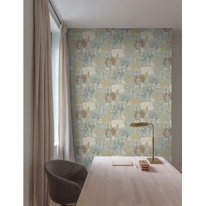Elitis|Modern composition wallpaper with emerald green wave pattern|Wallpaper 2