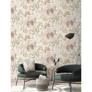 Casadeco|Papier peint moderne avec palmiers bleus et beige|Floral 2