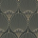 Papeldecor|Papier peint palmiers style Gatsby gris et doré|Papier Peint