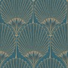 Papeldecor|Papier peint palmiers style art déco bleu sarcelle et doré|Papier Peint
