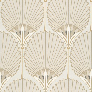 Elitis|Papier peint anneaux sculptés marron doré, effet bois|Papier Peint