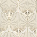Papeldecor|Papel pintado palmeras art decó beige champan y dorado|Papel Pintado