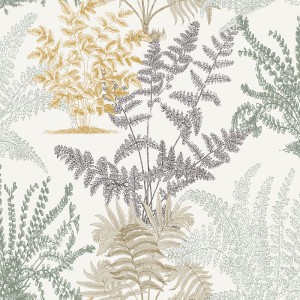 Papeldecor|Floral oriental style wallpaper with light green Japanese cherry blossoms|Wallpaper