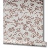 Papeldecor|Wallpaper floral light grey with red metallic leaves|Wallpaper