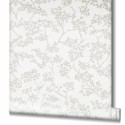 Papeldecor|Wallpaper white flowers with silver leaves|Wallpaper