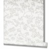 Papeldecor|Papier peint fleurs blanches avec feuilles argentées|Papier Peint