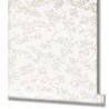 Papeldecor|Papel pintado floral blanco, hojas efecto brillo marrón|Papel Pintado