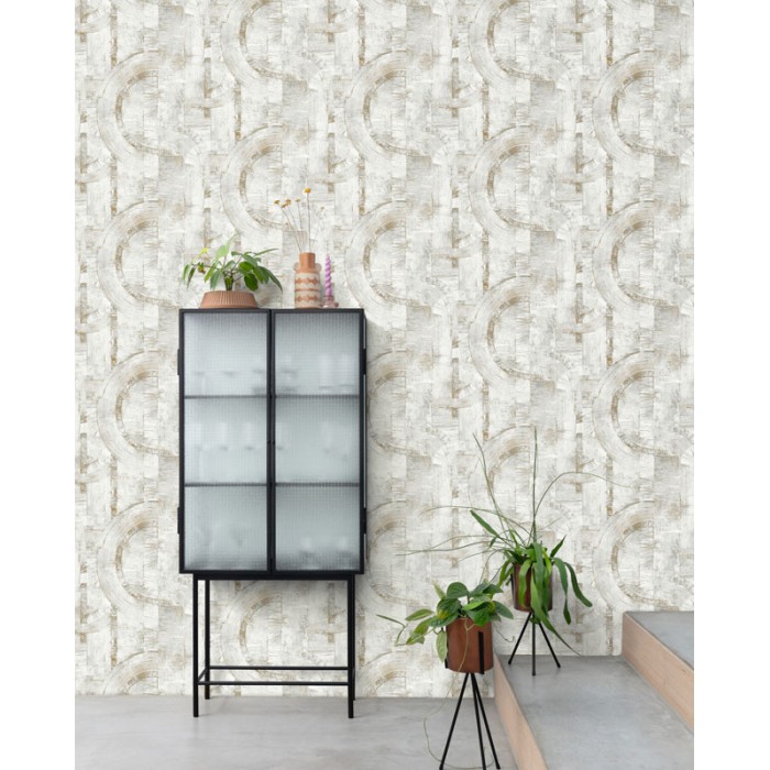 Rasch|Papel pintado yeso gris y dorado con brillo texturizado|Industrial