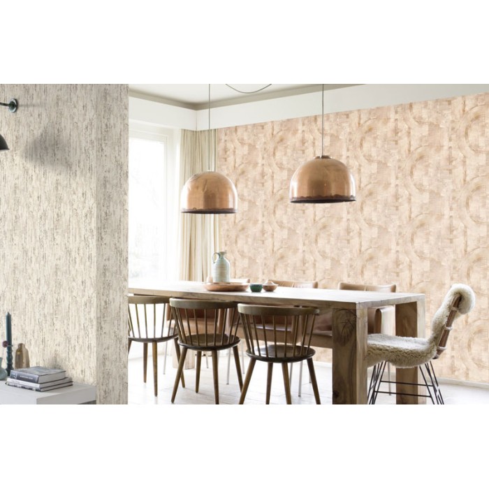 Rasch|Tapete Putz grau beige gold glänzend|Industriell