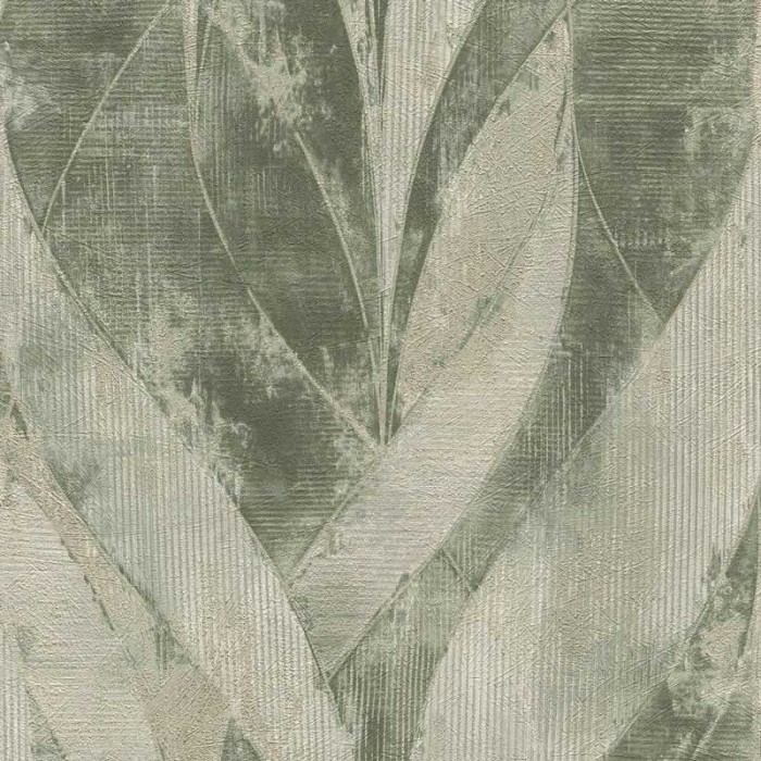Rasch|Papel pintado industrial con texturas y hojas verdes|Papel Pintado