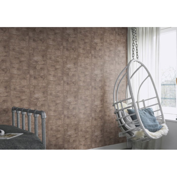 Papel pintado pared marrón piedra hormigón moderno - Rasch Concrete 520163