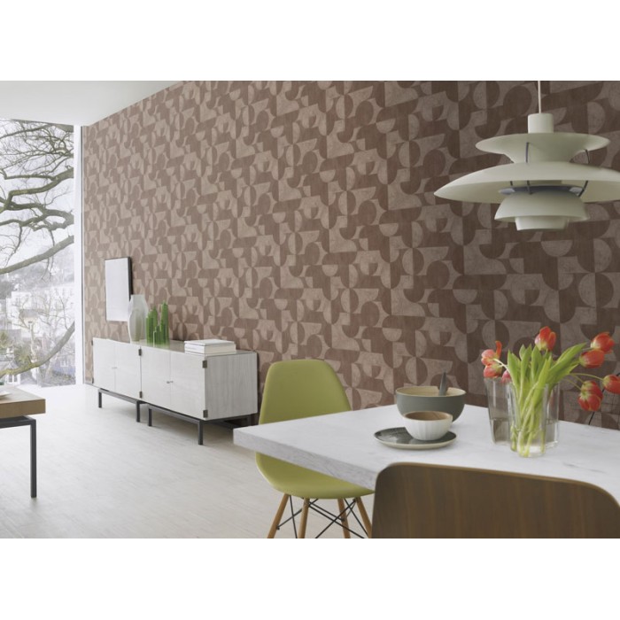 Rasch|Papel pintado círculos marrones textura hormigón rústico|Papel Pintado