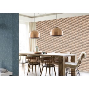 Marburg|Papier Peint blocs de bois 3D blanc et marron moderne|Effet 3D 2