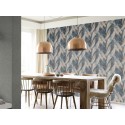 Papeldecor|Blaue Blumentapete mit Putz- und Betonstruktur|Tapeten