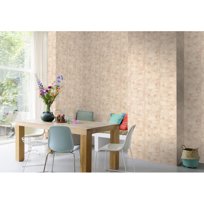 Papeldecor|Mauerwerk-Tapete im Industriestil in Beige und Grau|Steinimitat