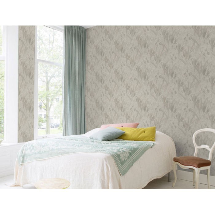 Papeldecor|Papier peint effet béton avec feuilles et motifs floraux|Papier Peint
