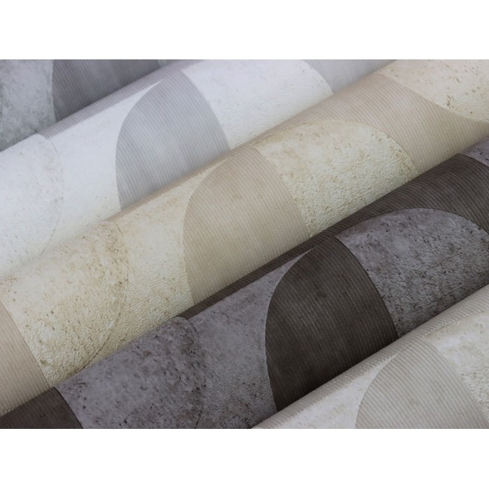 Papeldecor|Beige-Creme-Betontapete mit Kreisen und Retro-Note|Tapeten