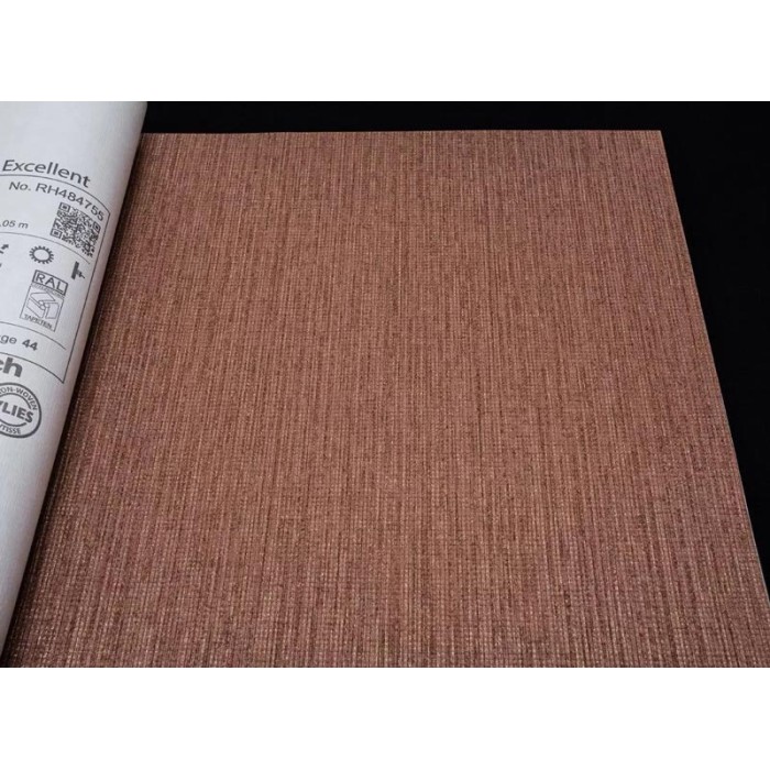 Papel pintado lino marrón teja y dorado sofisticado - Rasch Florentine III 484267