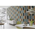 Rasch|Wallpaper stripes and rectangles multicolour watercolour|Wallpaper
