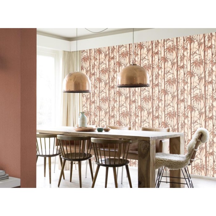 Papel pintado bambú oriental marrón teja decorativo - Rasch Florentine III 484878