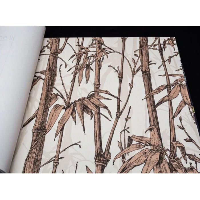 Papel pintado bambú oriental marrón teja decorativo - Rasch Florentine III 484878