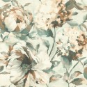 Rasch|Papier peint fleurs aquarelle pivoines tons verts|Papier Peint