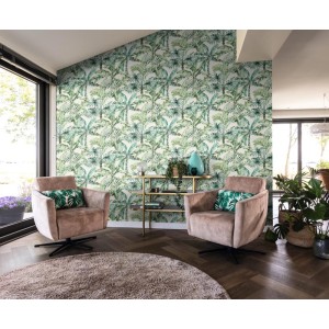 Elitis|Geometric wallpaper with abstract art composition in beige and grey|Wallpaper 2