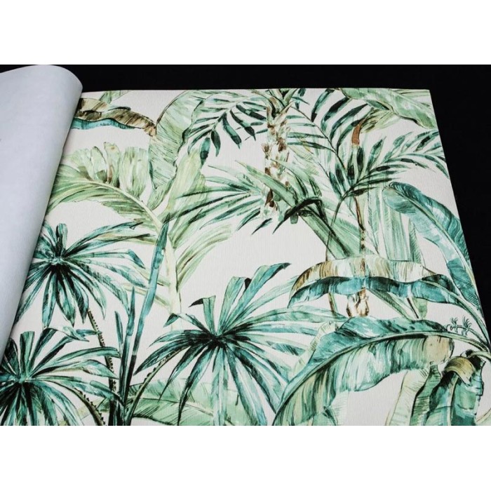 Papel pintado tropical palmeras hojas plátano verde - Rasch Florentine III 485240
