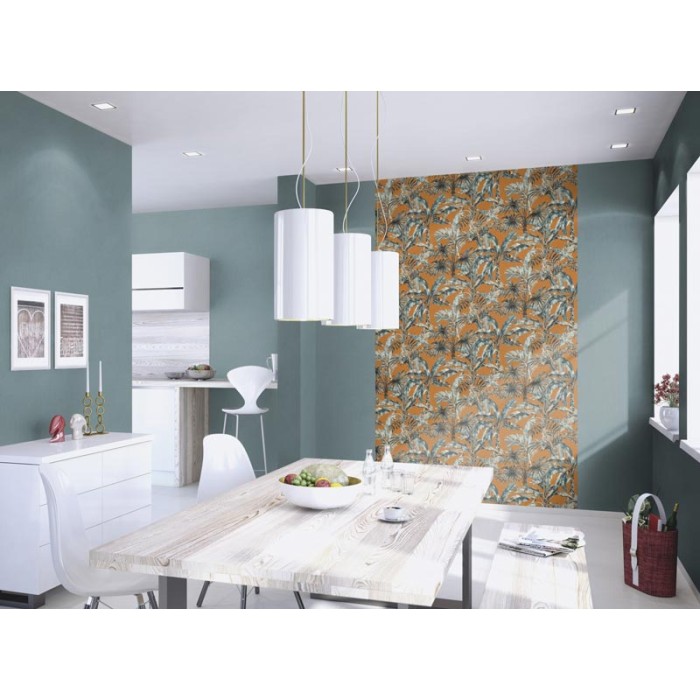 Rasch|Wallpaper tropical palms banana leaves mustard|Wallpaper