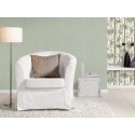 Papeldecor|Wallpaper linen effect green-silver gloss|Wallpaper