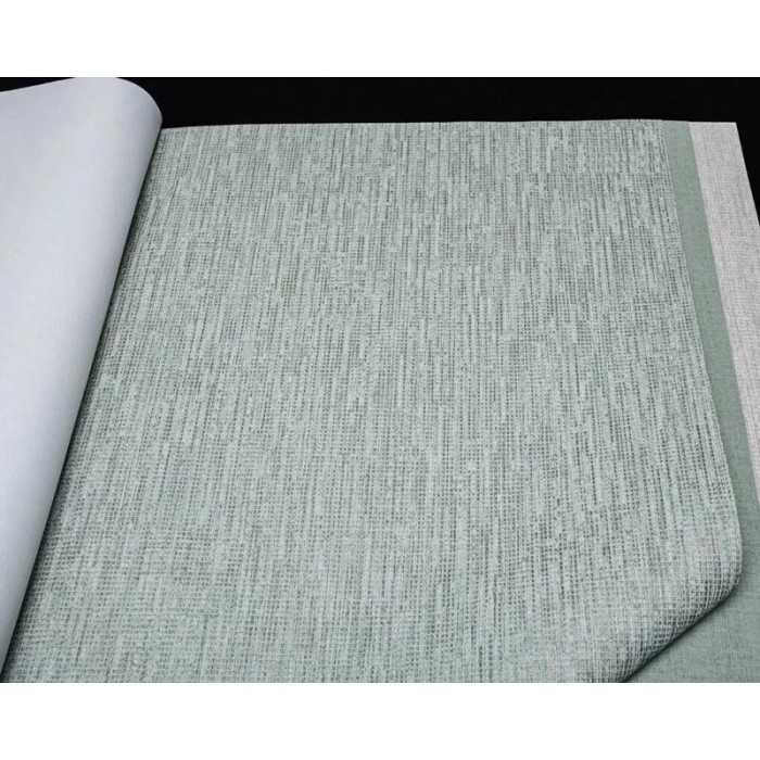 Papeldecor|Wallpaper linen effect green-silver gloss|Wallpaper