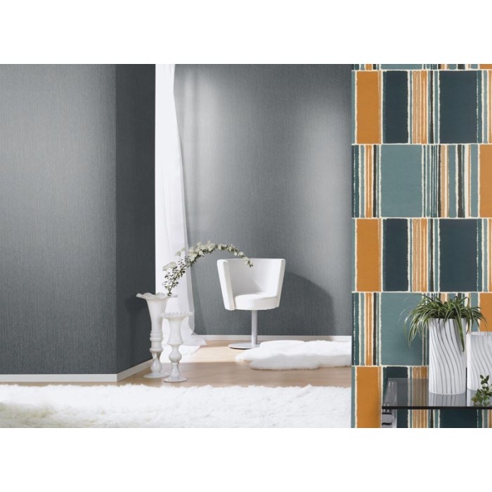 Papeldecor|Papier peint effet lin bleu-or brillant|Papier Peint