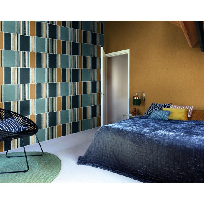 Papeldecor|Gestreifte und rechteckige Tapete Aquarell und Textiloptik bunt|Tapeten