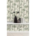 Papeldecor|Oriental bamboo wallpaper in white and green|Wallpaper